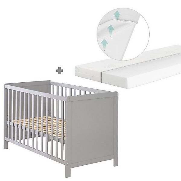 roba® Beistellbett taupe oder weiß, Gitterbett inkl. Matratze und Lattenros günstig online kaufen