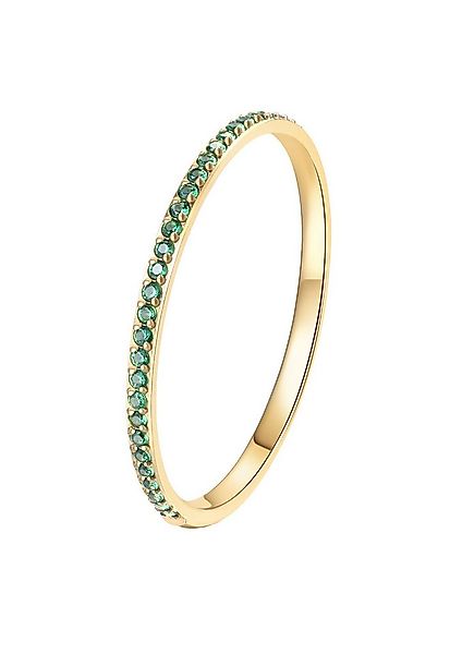 Hey Happiness Fingerring mit Kristallen in Grün / Schwarz, 18K vergoldet, D günstig online kaufen