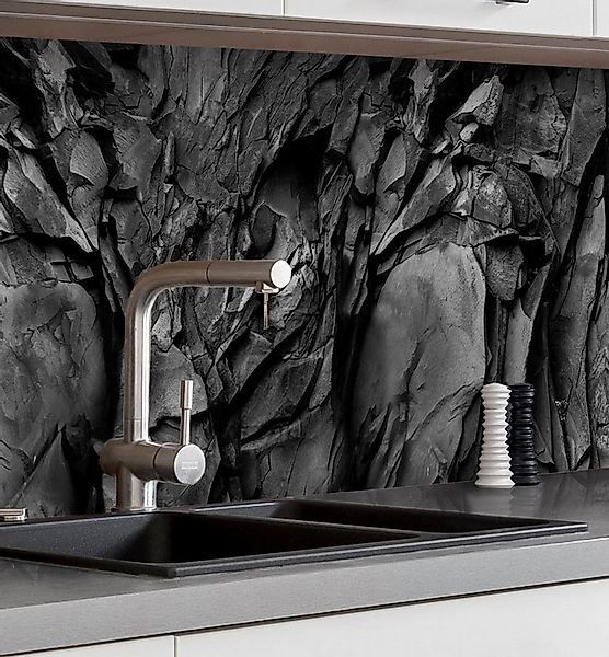 MyMaxxi Küchenrückwand Küchenrückwand selbstklebend schwarzer Stein Spritzs günstig online kaufen