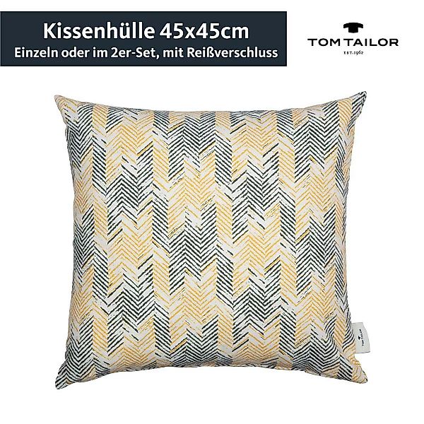 Kissenhuelle Herringbone • waschbar • 100% Baumwolle - Gelb / 2 Stueck (45 günstig online kaufen