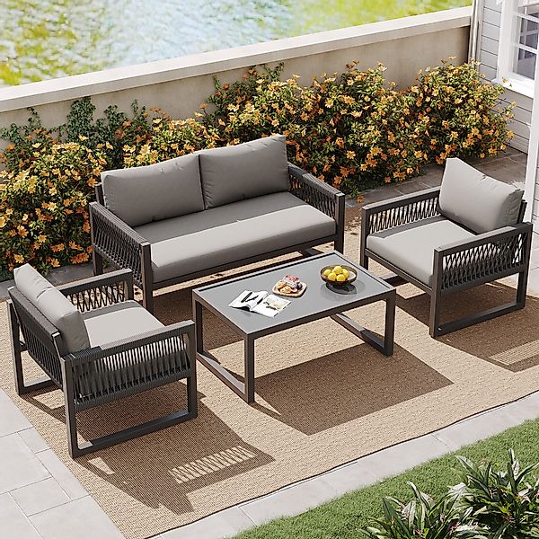 Celya Gartenlounge-Set Gartenmöbel-Set aus Seil, mit günstig online kaufen