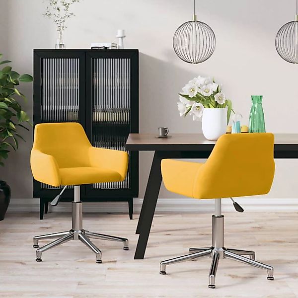 Esszimmerstühle 2 Stk. Drehbar Gelb Samt günstig online kaufen