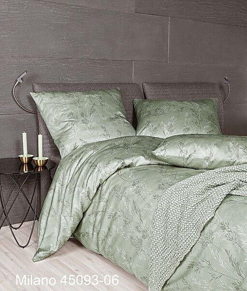 Janine Janine Mako-Satin Bettwäsche MILANO 45093 rauchgrün Größe:  80x80 cm günstig online kaufen