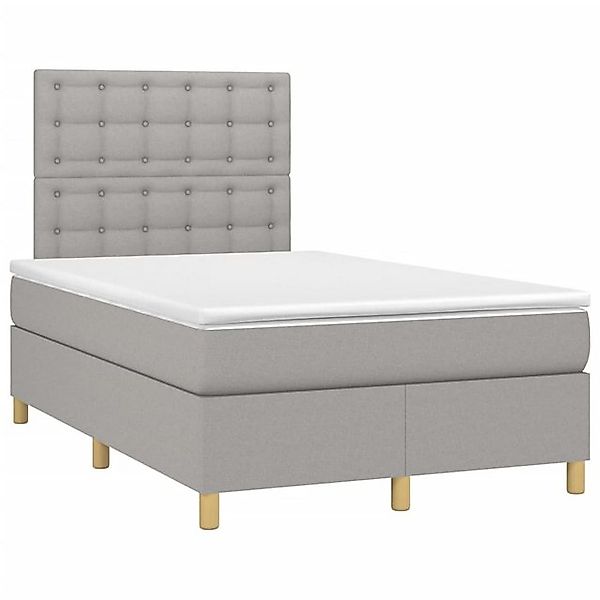 vidaXL Boxspringbett, Boxbett mit Matratze Hellgrau 120x190 cm Stoff günstig online kaufen