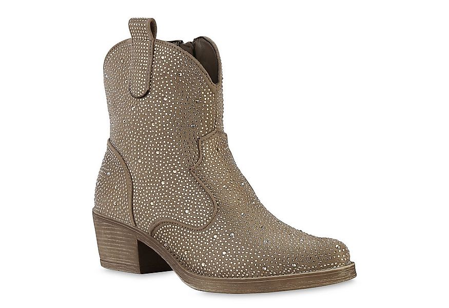 VAN HILL 840903 Cowboy Boots Damen Cowboy Boots Stiefeletten Spitze Strass günstig online kaufen