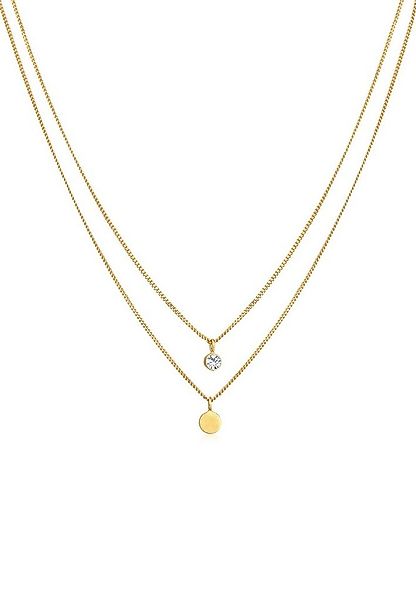 Elli Ketten-Set Layer Plättchen Kristall 925 Silber, Plättchen günstig online kaufen