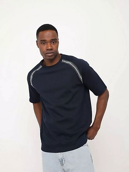 Denim House T-Shirt Lässiges T-Shirt mit Kontrastnaht an den Schultern Blau günstig online kaufen