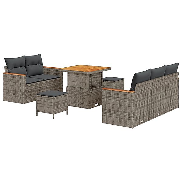 vidaXL Garten-Sofa-Set mit Kissen 8-Tlg Grau Poly Rattan 3362988 günstig online kaufen