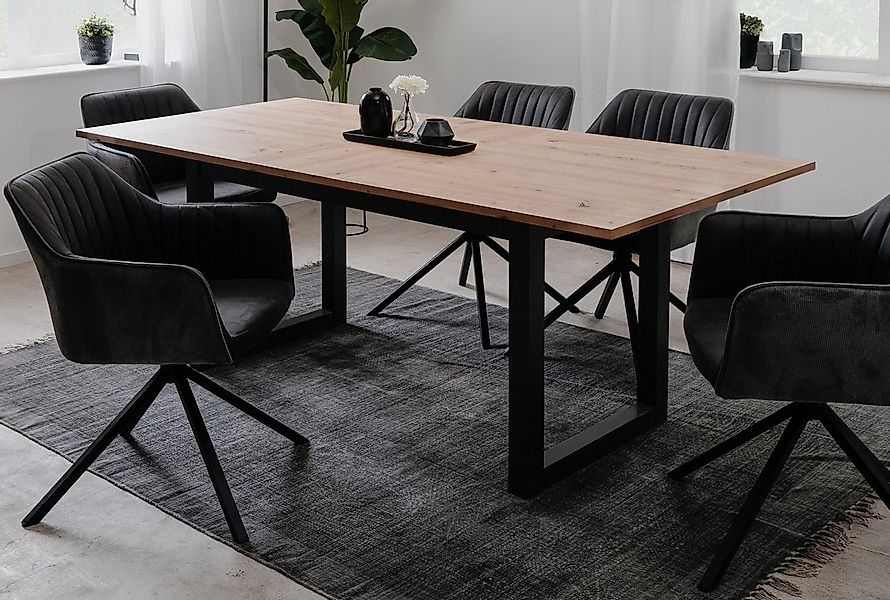 Furn.Design Esstisch Malta (Küchentisch in Anthrazit und Eiche Artisan, aus günstig online kaufen