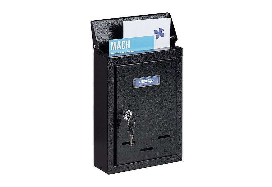 relaxdays Briefkasten mit Namensschild (1-St), schwarz günstig online kaufen