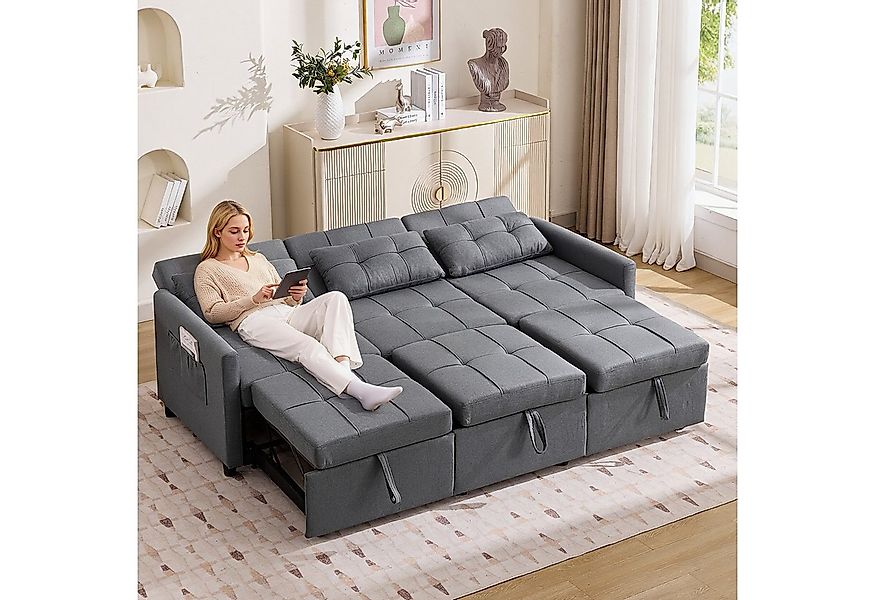 Merax Schlafsofa 3-Sitzer-Sofa mit 180° verstellbarer Rückenlehne & auszieh günstig online kaufen