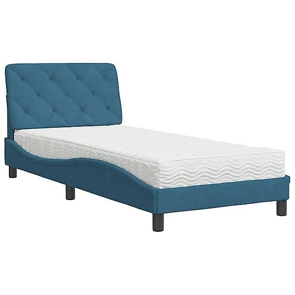 vidaXL Bett Bett mit Matratze Blau 90x200 cm Samt günstig online kaufen