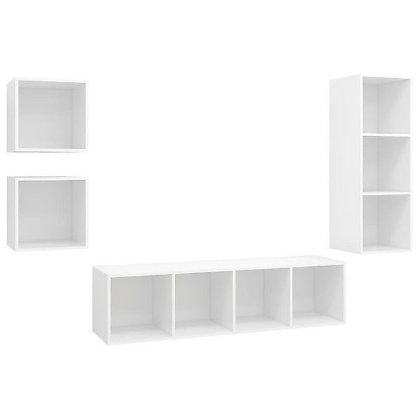 furnicato TV-Schrank 4-tlg. TV-Schrank-Set Weiß Holzwerkstoff (1-St) günstig online kaufen