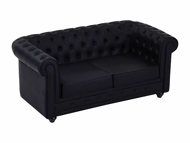 Sofa 2-Sitzer - Kunstleder - Schwarz - CHESTERFIELD günstig online kaufen