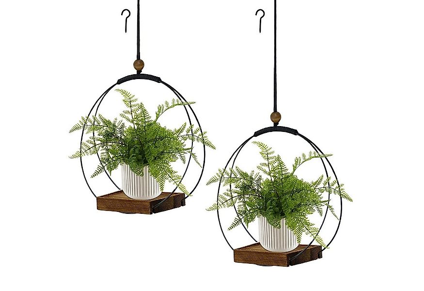 Coonoor Blumenampel Hängende Blumenampel Metall Blumentopf (2 St), Schwarz günstig online kaufen