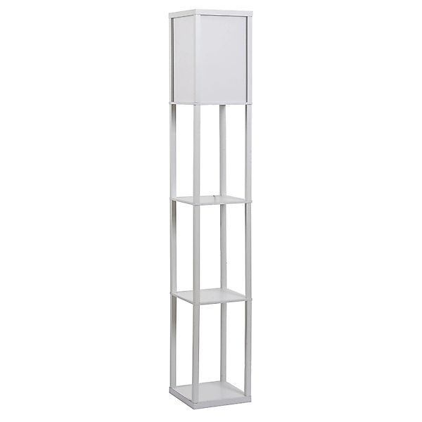 HOMCOM Stehleuchte mit Regalen E27 Holz Weiß 26 x 26 x 160 cm Ohne Glühbirn günstig online kaufen