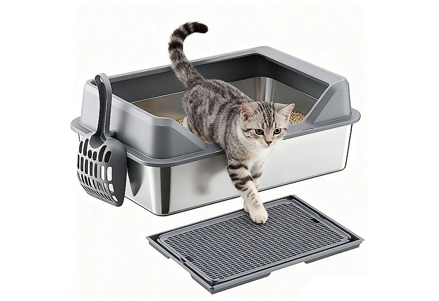 SURFOU Katzentoilette Edelstahl Katzentoilette Stainless Steel Litter Box 5 günstig online kaufen
