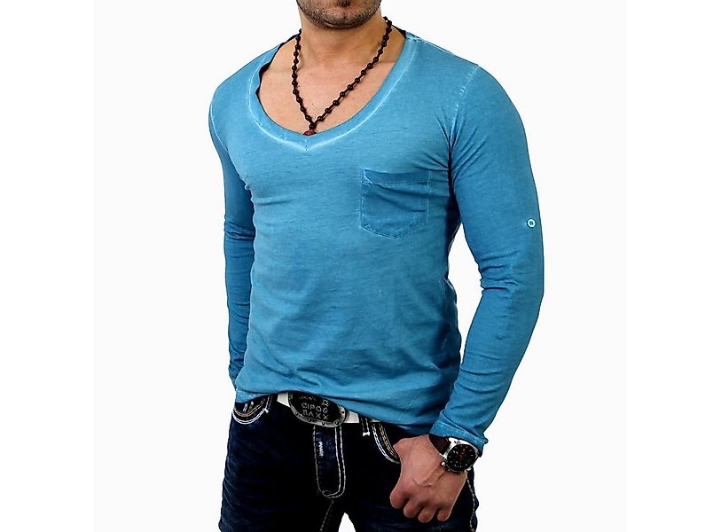 Reslad Langarmshirt Reslad Herren V-Neck Longshirt RS-4002 (1-tlg) Langarms günstig online kaufen