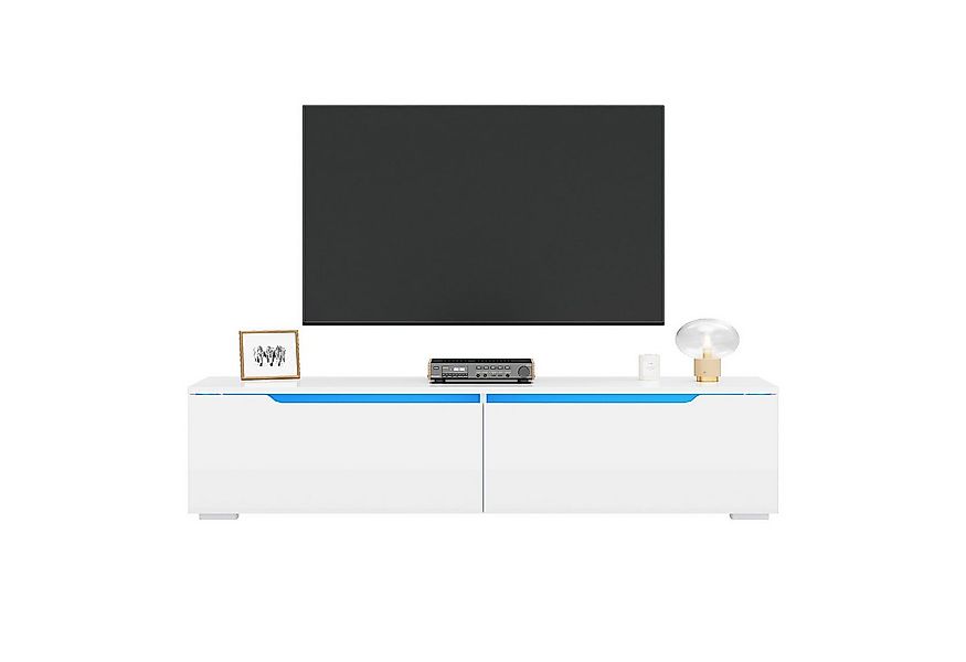 SONNI TV-Schrank Lowboard TV Schrank weiß/schwarz Hochglanz 100-200cm günstig online kaufen