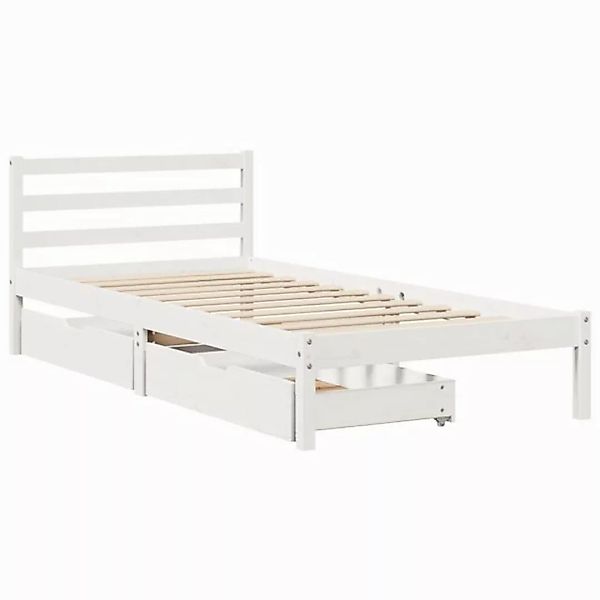 vidaXL Bett Massivholzbett ohne Matratze Weiß 90x200 cm Kiefernholz günstig online kaufen