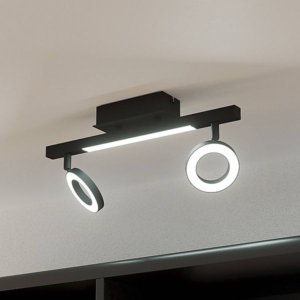 LED-Deckenspot Cardillio 2 schwarz mit zwei Ringen günstig online kaufen