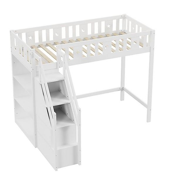 STILVORA Hochbett 90×200 Kinderbett mit Matraze,Jugendbett mit Stauraumleit günstig online kaufen