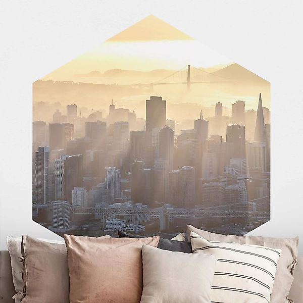 Hexagon Fototapete selbstklebend San Francisco im Morgengrauen günstig online kaufen