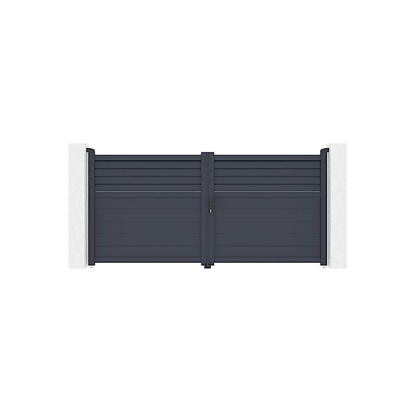 Casanoov Flügeltor 3M Carpatia H 140Cm Graues Aluminium & 2 Pfosten 20X20Cm günstig online kaufen