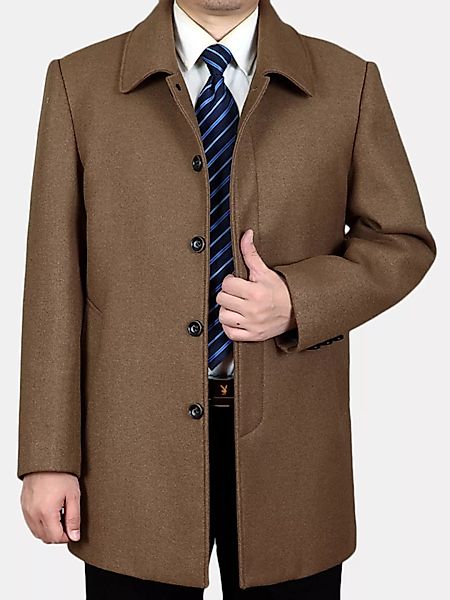 Herren Plus Größe Mid Long Fleece Trenchcoat Einfarbig Loose Business Casua günstig online kaufen