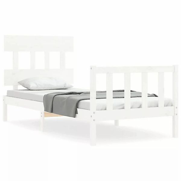vidaXL Massivholzbett mit Kopfteil Weiß 90x200 cm1689917 günstig online kaufen