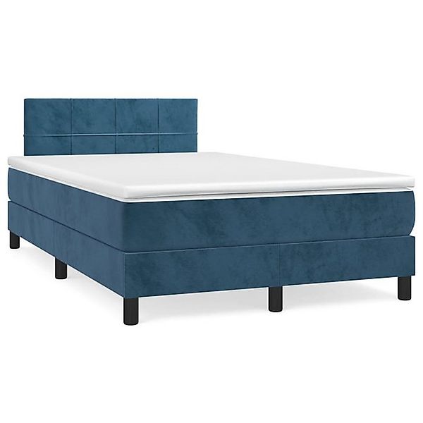 vidaXL Boxspringbett Boxspringbett mit Matratze Dunkelblau 120x200 cm Samt günstig online kaufen