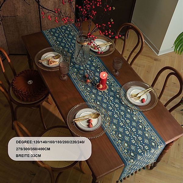 Refttenw Tischläufer Jacquard Tischläufer Mit Quasten günstig online kaufen