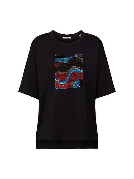 Esprit 3/4-Arm-Shirt Oversize-T-Shirt mit Paillettenapplikation günstig online kaufen