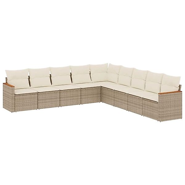vidaXL 9-Tlg Garten-Sofagarnitur mit Kissen Beige Poly Rattan 3226058 günstig online kaufen