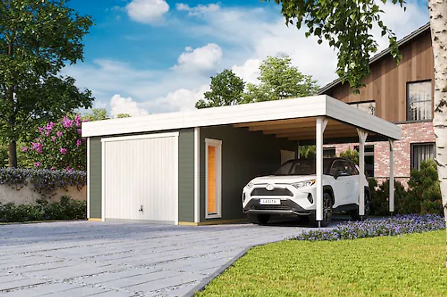 Nordic Holz Garage »BAHAMAS« BxT: 680x560 cm, 205 cm Einfahrtshöhe, mit Sek günstig online kaufen