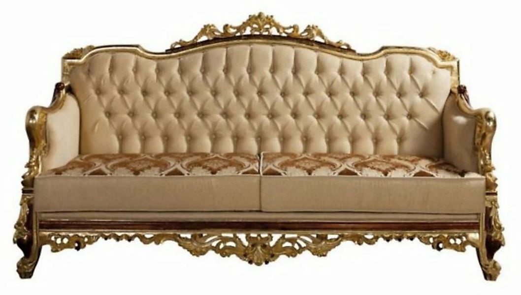 Casa Padrino Sofa Luxus Barock Sofa Beige / Braun / Gold - Prunkvolles Wohn günstig online kaufen