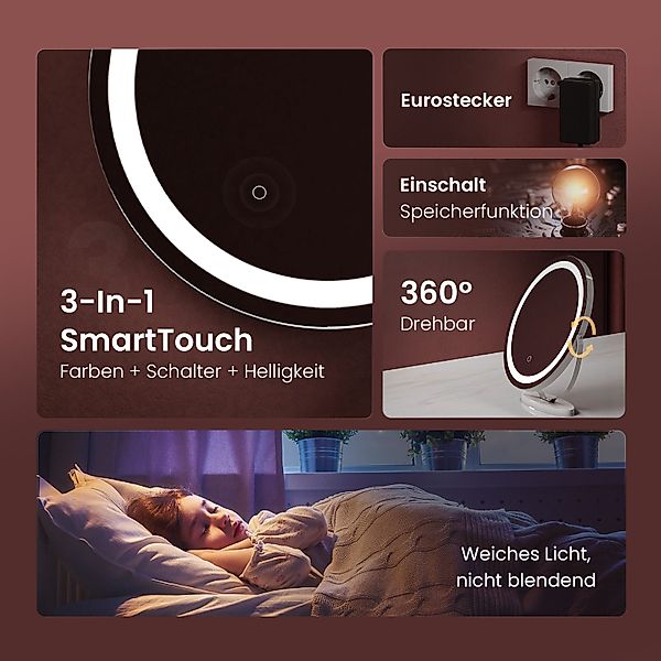 EMKE Kosmetikspiegel Runder Schminkspiegel mit Beleuchtung günstig online kaufen