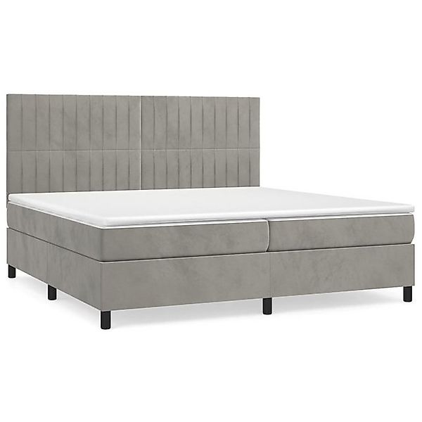 vidaXL Boxspringbett, Boxbett mit Matratze Hellgrau 200x200 cm Samt günstig online kaufen