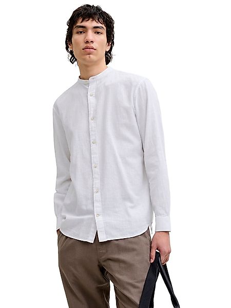 Jack & Jones Herren Freizeit Hemd JJESUMMER LINEN BLEND BAND - Regular Fit günstig online kaufen