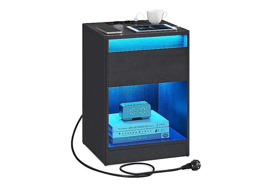 VASAGLE Nachttisch (1-St), mit einstellbarer LED-Beleuchtung, Beistelltisch günstig online kaufen