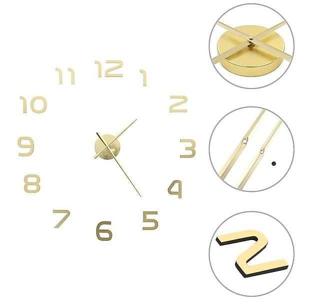 tinkaro Uhr 3D-Wanduhr CALLUM Ethylen-Vinylacetat XXL-Golden günstig online kaufen