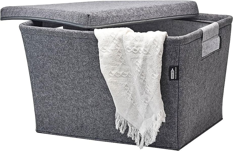 Tanndesign Wäschekorb Großer Wäschekorb 64L - Grau aus rPET Filz, mit Griff günstig online kaufen