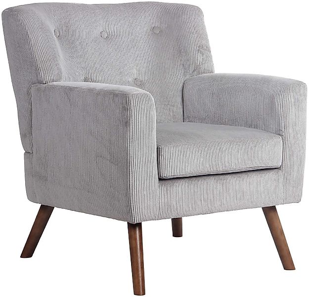 CLP Loungesessel Kioni, Cordbezug, Kautschukholz, bis 150 kg belastbar günstig online kaufen