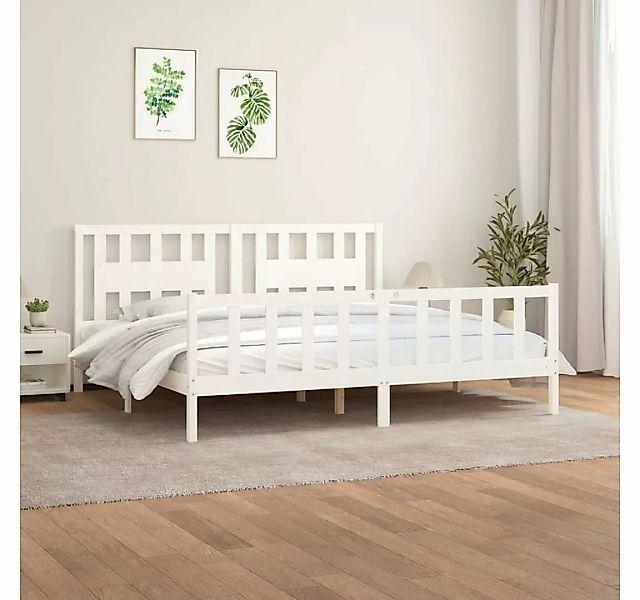 furnicato Bett Massivholzbett mit Kopfteil Weiß Kiefer 180x200 cm günstig online kaufen