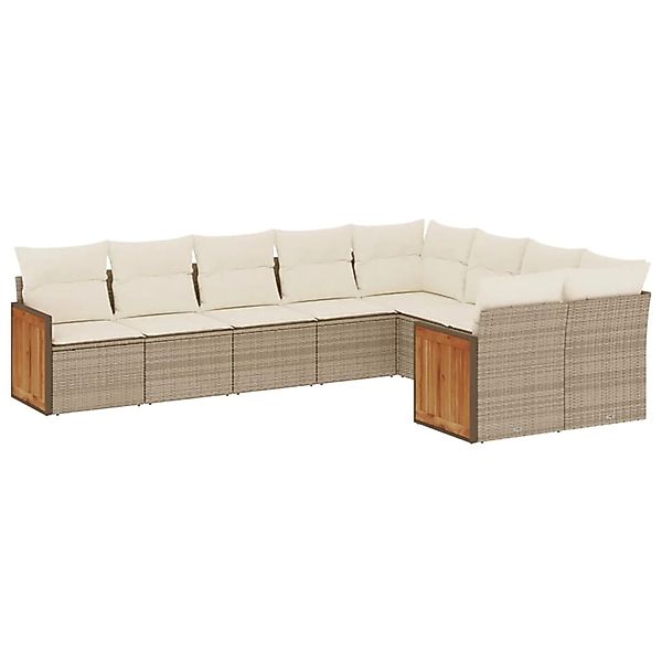vidaXL 9-Tlg Garten-Sofagarnitur mit Kissen Beige Poly Rattan 3227983 günstig online kaufen