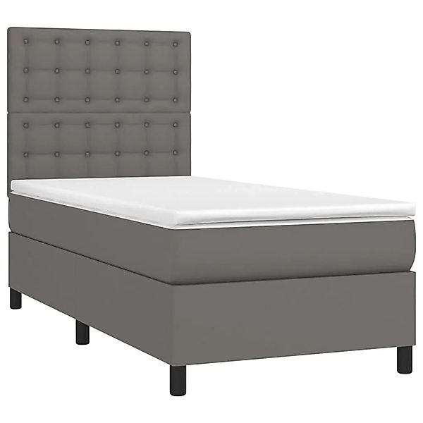 vidaXL Boxspringbett mit Matratze & LED Grau 80x200 cm Kunstleder 3135913 günstig online kaufen