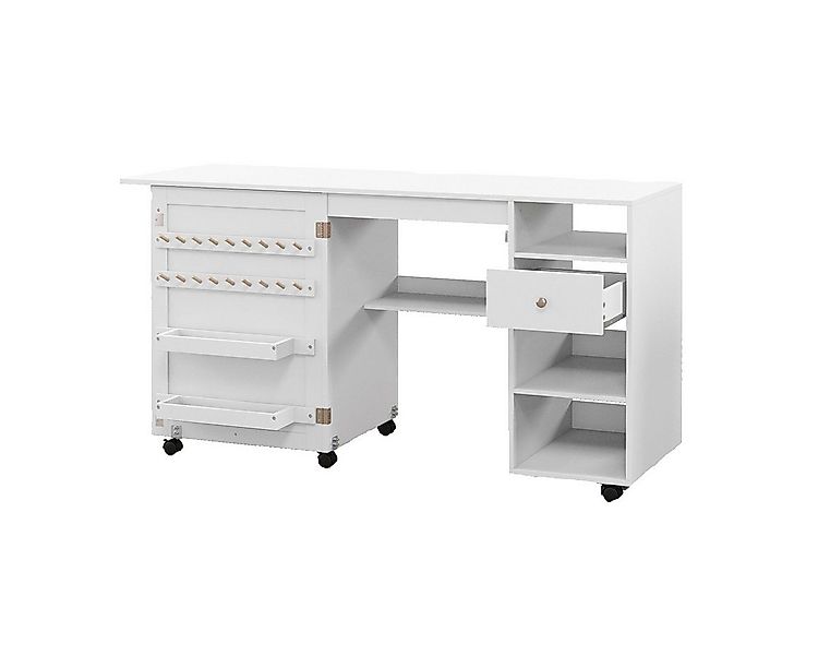 COSTWAY Schreibtisch, 2 in 1 Nähschrank klappbar, mit Ablage, auf Rollen günstig online kaufen
