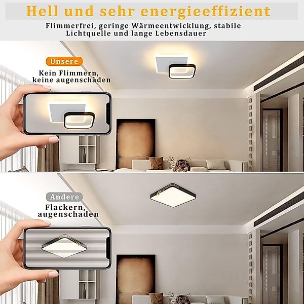 Nettlife LED Deckenleuchte Schwarz Eckig 23W/20W günstig online kaufen