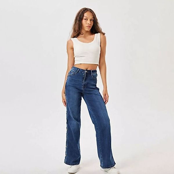 Ital-Design Weite Jeans Damen Freizeit Knopfleiste Stretch High Waist Jeans günstig online kaufen