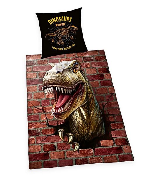 Herding Wendebettwäsche 135x200cm 3D Dino Jurassic, Renforcé, 2 teilig, Wen günstig online kaufen